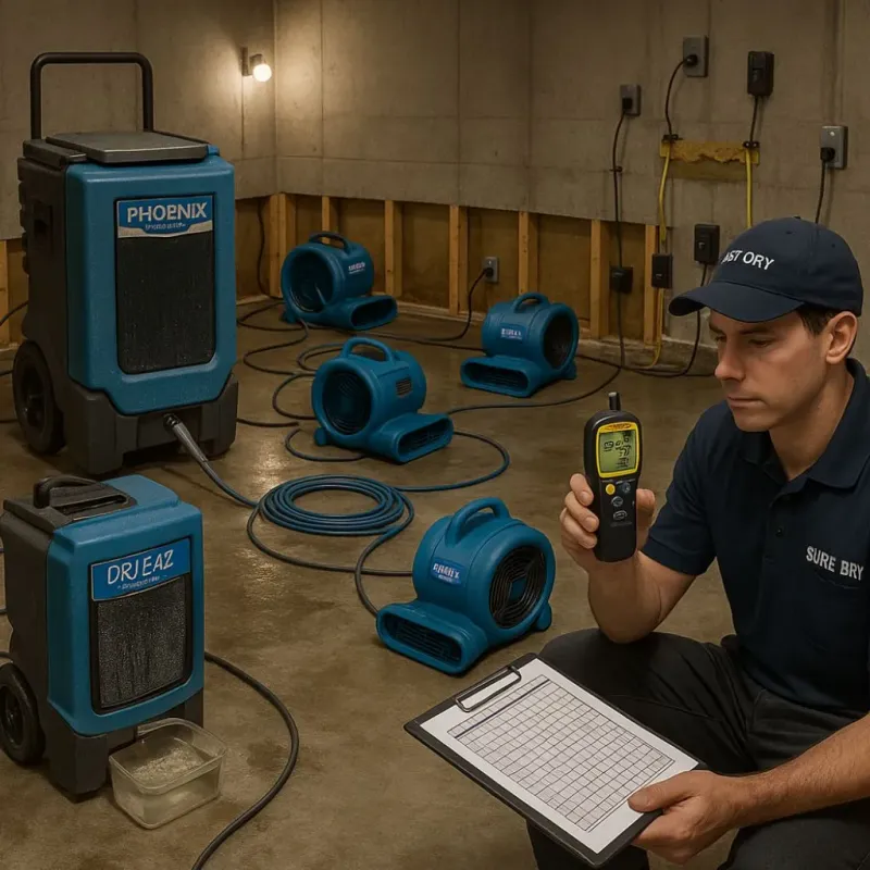 Structural Drying and Dehumidification process in Parkwood, WA